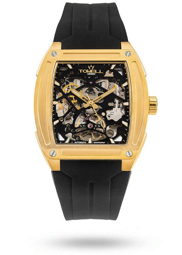 365 Gold Skeleton men's luxury gold skeleton automatic watch UK – Tomell London