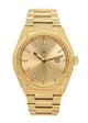 Gold men wristwatch with textured face frosted finish , Tissot watch 