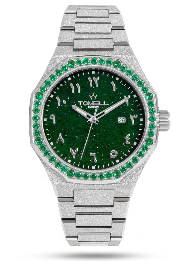 Emerald Spectrum Noir men's luxury watch emerald green black dial UK – Tomell London