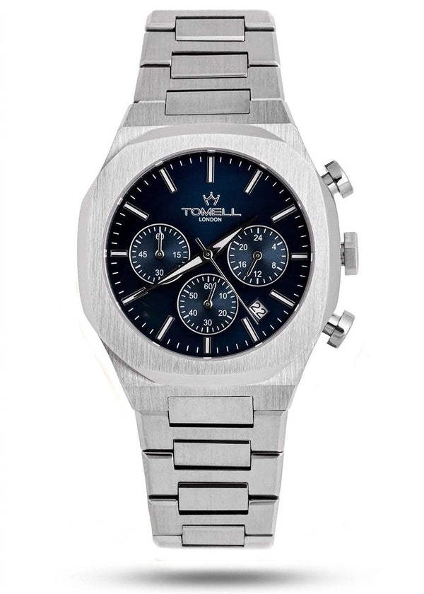 Silver Blue Motorsport men's luxury racing watch silver blue dial UK – Tomell London