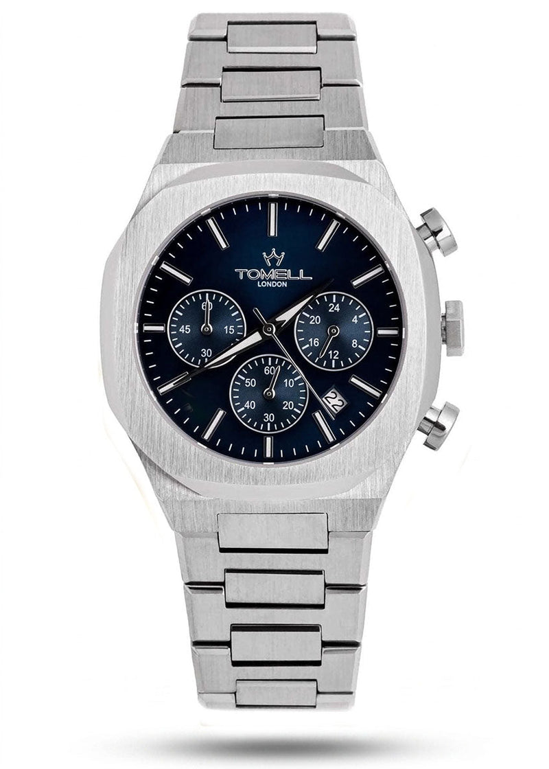 Silver Blue Motorsport men's luxury racing watch silver blue dial UK – Tomell London