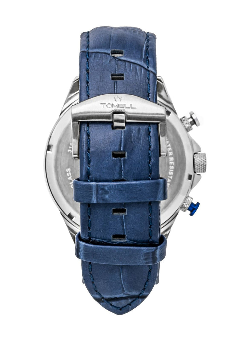 Watch with blue strap and silver case 