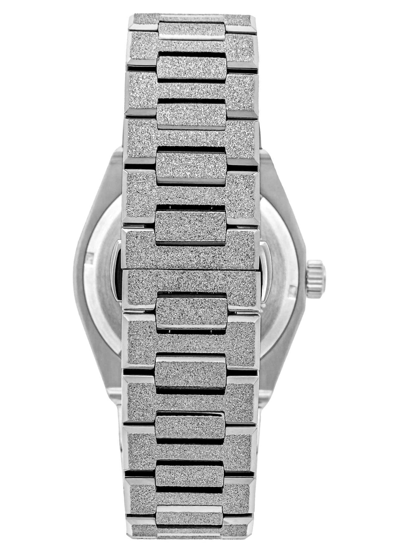 Silver watch with a frosted finish detail 