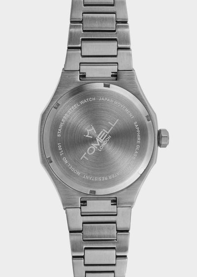 Silver frosted rainbow watch Tomell london brand