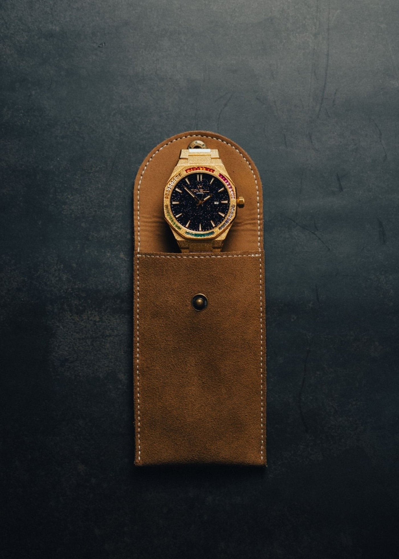 Gold watch frosted fished and rainbow watch  