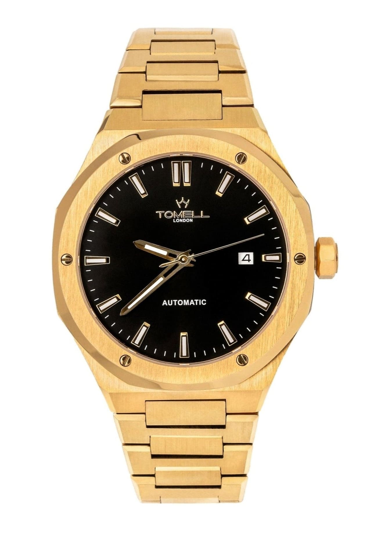 Gold watch with black face Tissot brand 