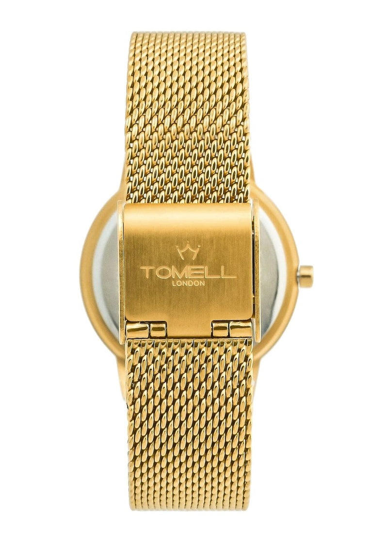 Gold watch with mesh band 