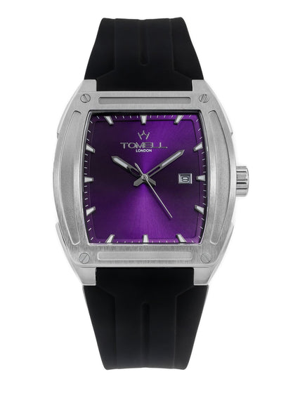 Watch with purple face and black strap 