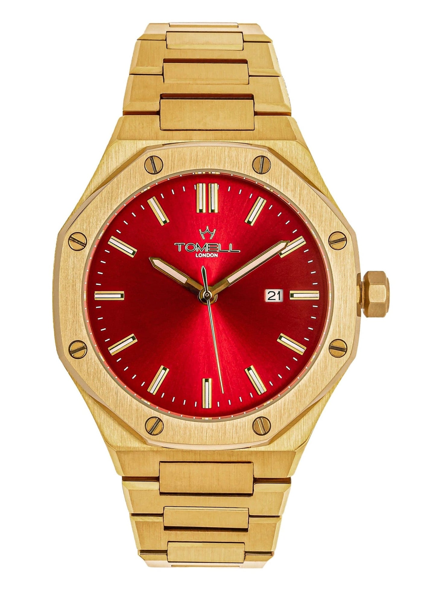 Gold watch with a red face luxury that not faded audemars piguet