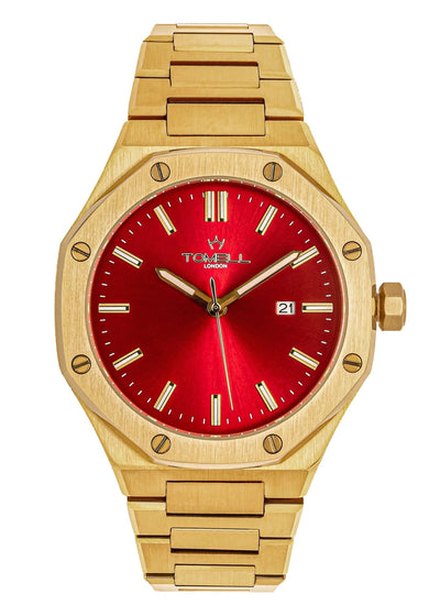 Gold watch with a red face luxury that not faded audemars piguet