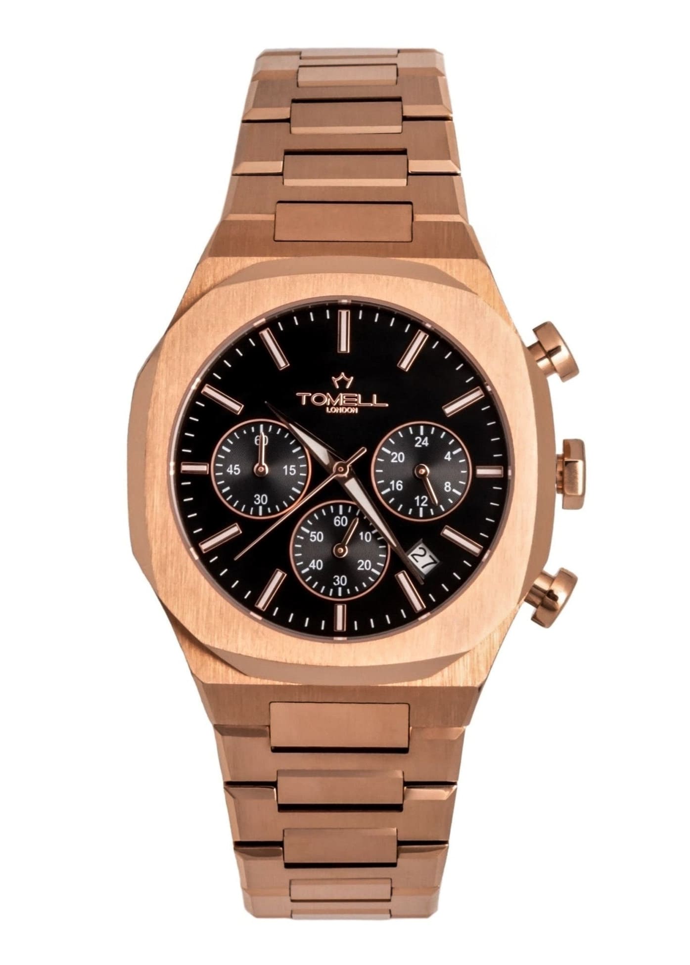 Rose gold watch with black dial men watch 