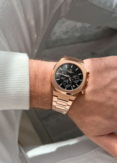 Rose gold watch chronograph for men 