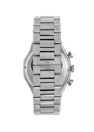 Silver watch with a brushed stell band and sapphire crystal glass 