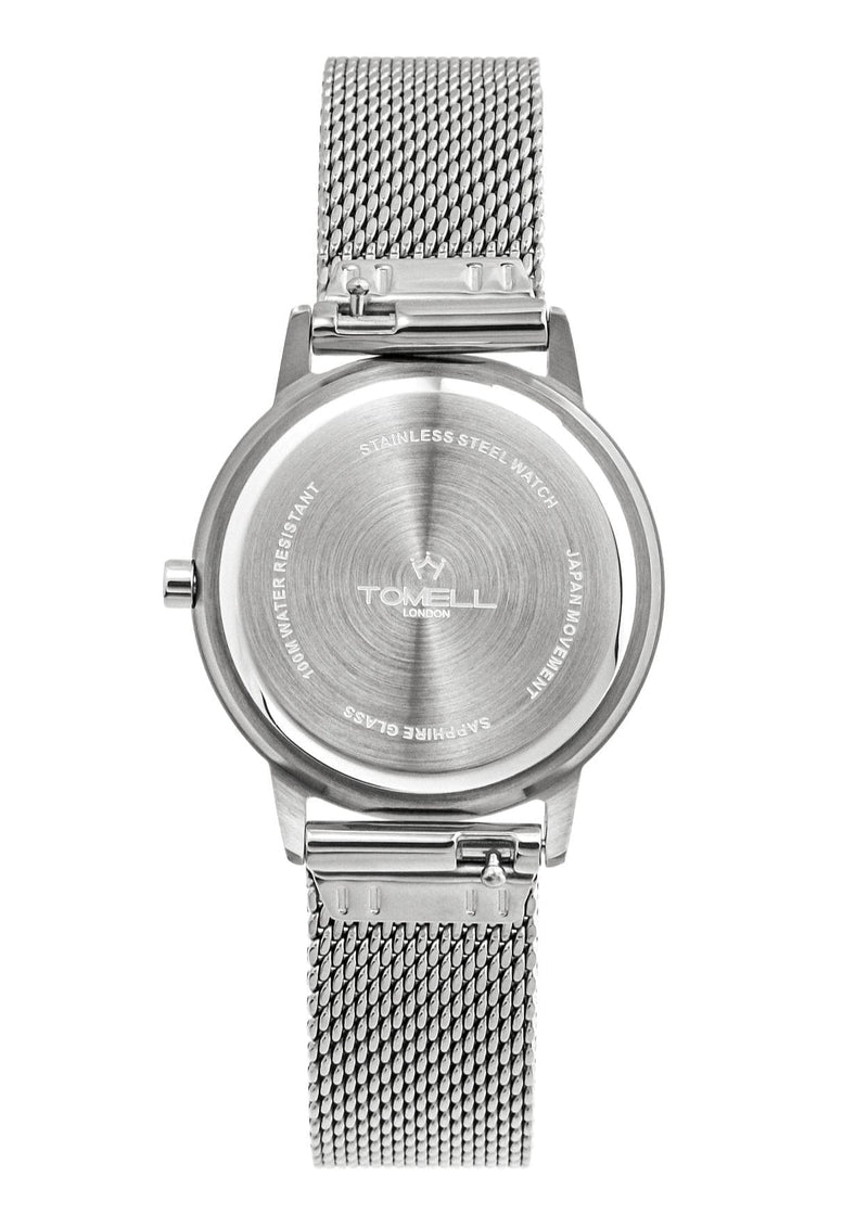 Silver watch with mesh band