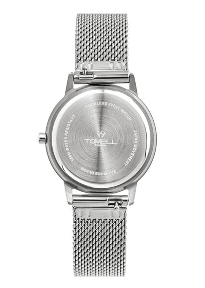 Silver watch with mesh band