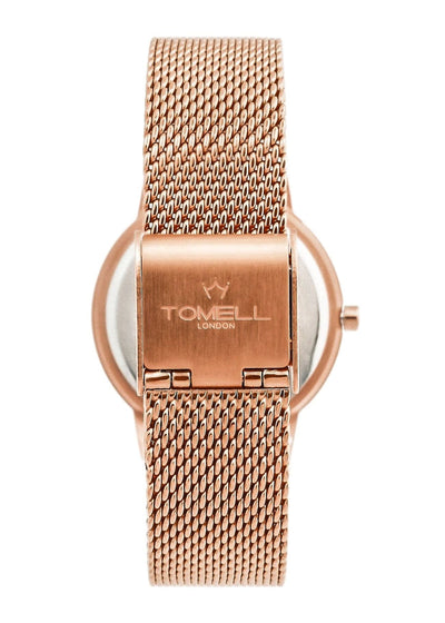Rose gold watch with mesh 