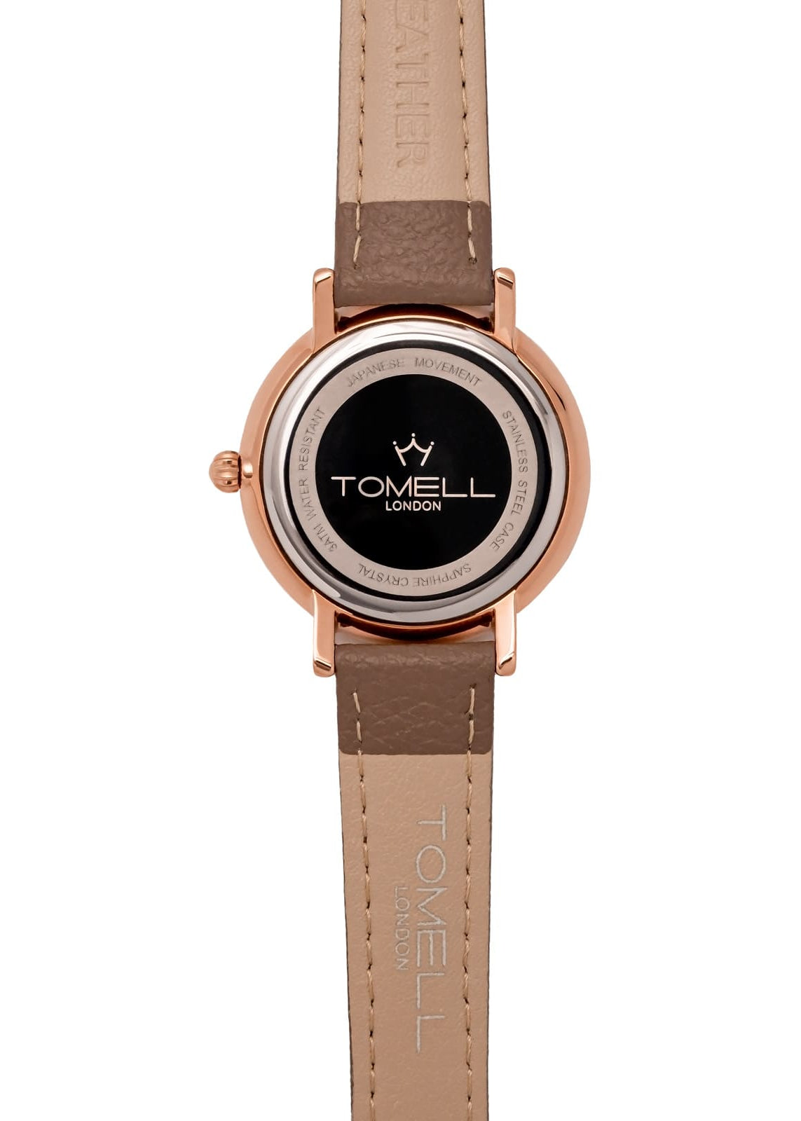 Watch with brown strap and rose gold case 