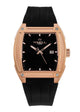 A scintillating, rose-gold-forged timepiece featuring a dense, midnight-toned dial. The image emphasizes the visceral, tactile sensation of the heavy-gauge square casing, creating a breathtaking, copper-solar luster that ensures your presence is marked by unyielding precision and unapologetic, steeled expression.