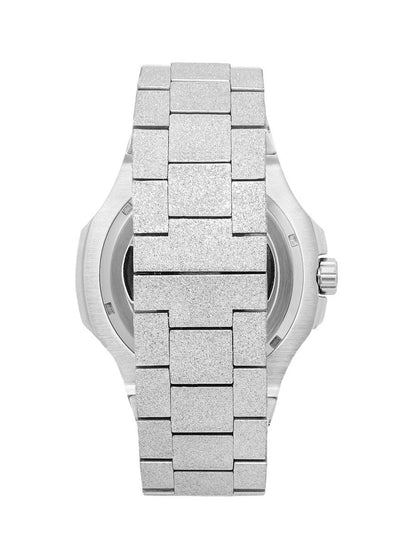 silver watch blue face men