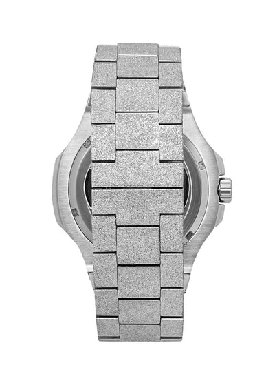 Silver watch with a frosted  textured for Men