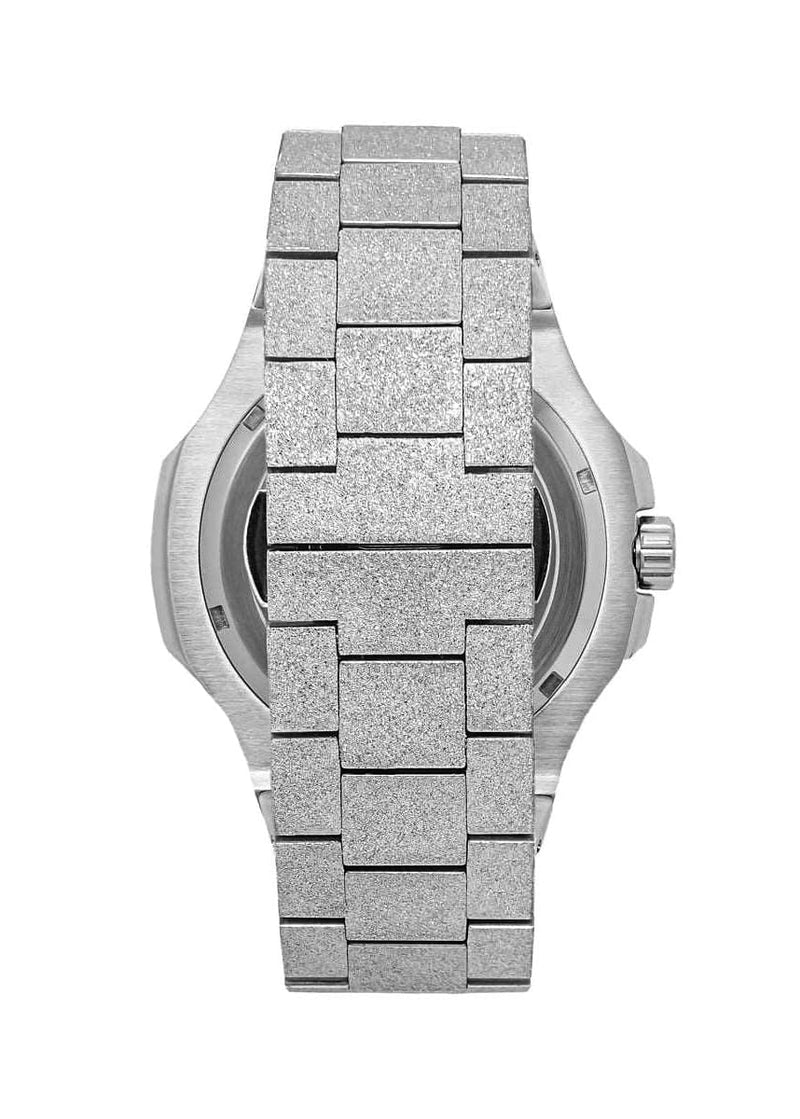 Silver watch with a frosted  textured for Men