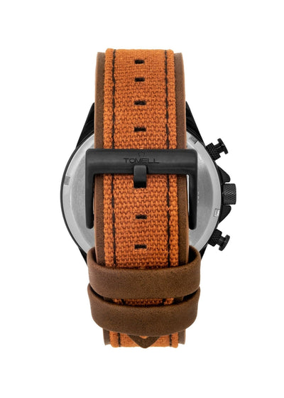 Watch with brown strap and black case 