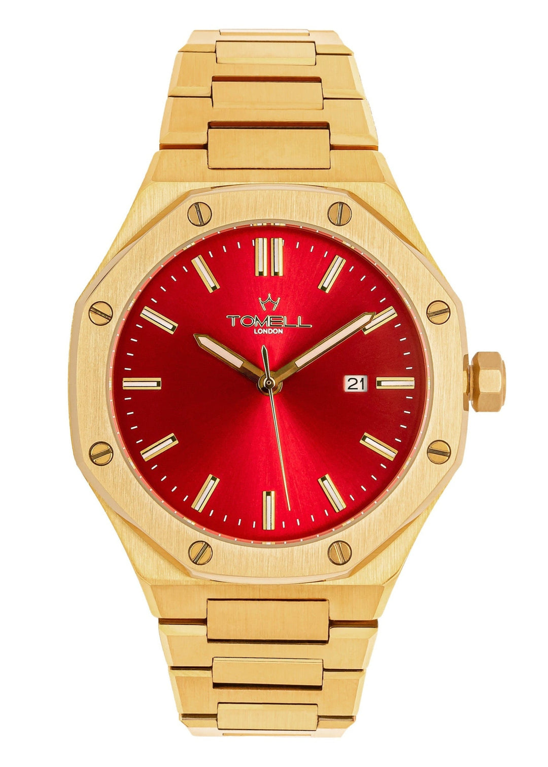 red face gold watch