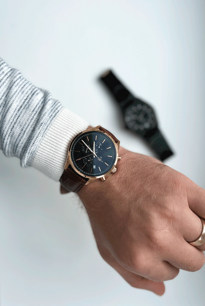 Tomell London TOKYO BROWN: High-quality men's watch with durable sapphire crystal glass.