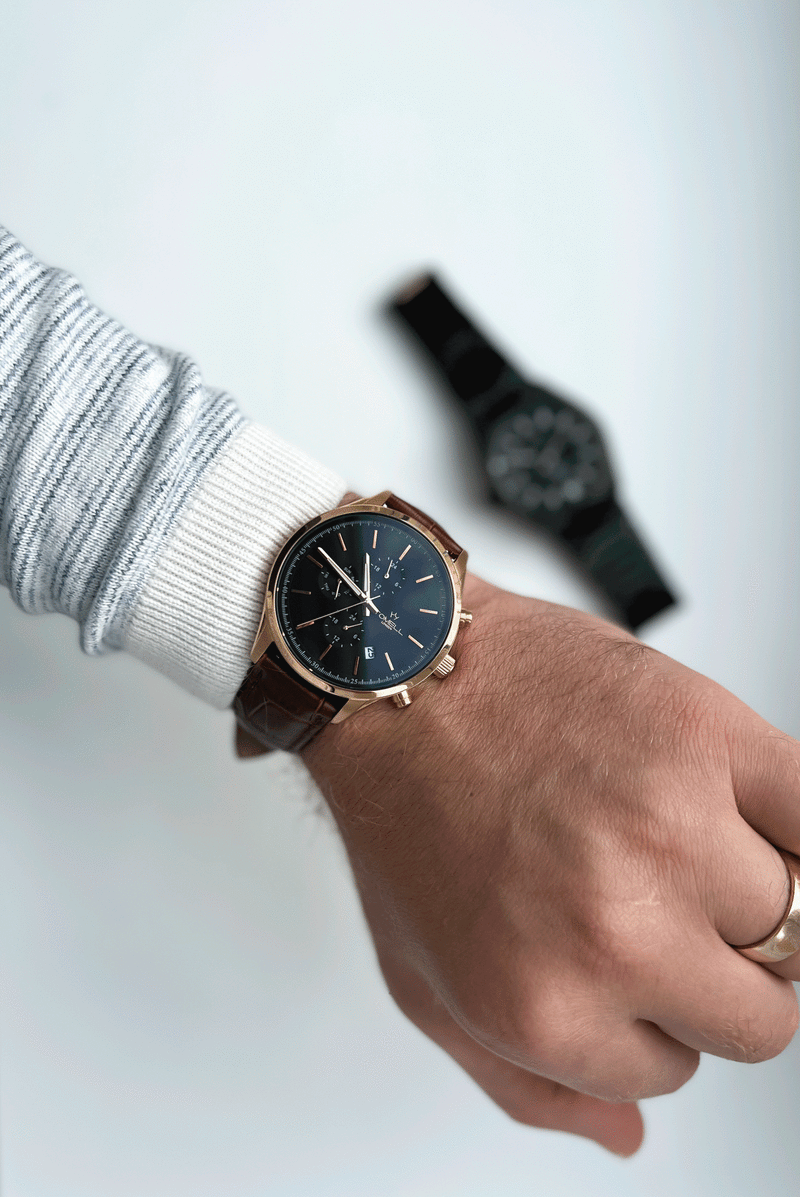 Tomell London TOKYO BROWN: High-quality men's watch with durable sapphire crystal glass.