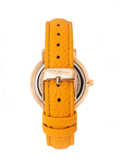 Tomell London PEACH collection: 36mm small watch, rose gold case, top-grain Italian leather.